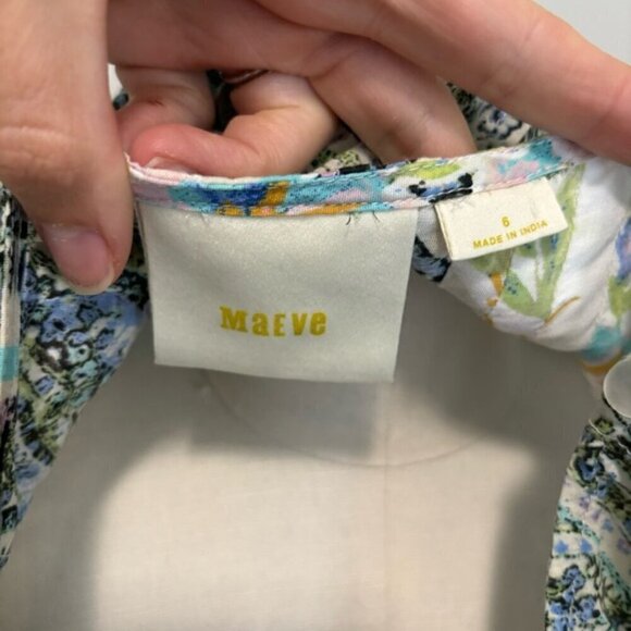Anthropologie Maeve Maya Floral Flutter Sleeve Blouse Button Shoulder Size 6 - Picture 13 of 14